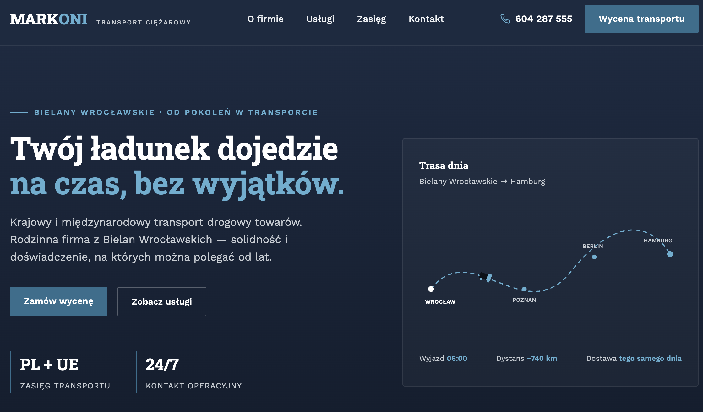 Strona internetowa Transport Ciężarowy Marek Stachowiak